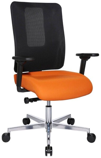 Topstar Bürostuhl Sitness Open X (N) Deluxe Alu mit Schiebesitz, OX39WTW2 T340 Stoff orange, Gestell alu