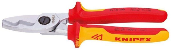KNIPEX Kabelschere VDE mit Doppelschneide 95 16 200, Länge: 20,0 cm, 1 St.