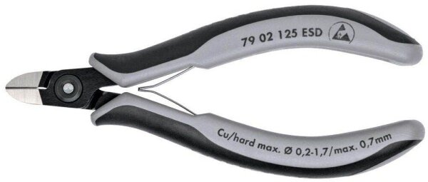KNIPEX Elektronik-Seitenschneider ESD runder Kopf, sehr kleine Facette 79 02 125