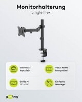 goobay Monitor-Halterung Single Flex 58528 schwarz für 1 Monitor, Tischklemme