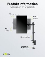 goobay Monitor-Halterung Single Flex 58528 schwarz für 1 Monitor, Tischklemme