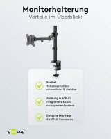 goobay Monitor-Halterung Single Flex 58528 schwarz für 1 Monitor, Tischklemme
