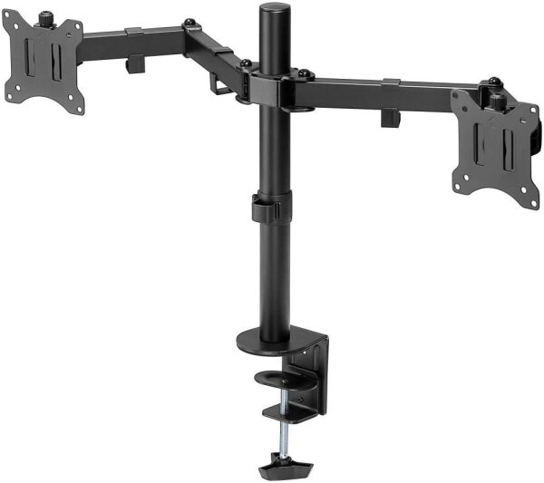 goobay Monitor-Halterung Flex 58529 schwarz für 2 Monitore, Tischklemme
