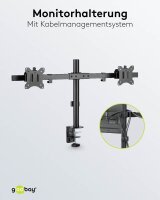 goobay Monitor-Halterung Fix 59394 schwarz für 2 Monitore, Tischklemme, Tischbohrung