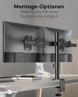 goobay Monitor-Halterung Fix 59394 schwarz für 2 Monitore, Tischklemme, Tischbohrung