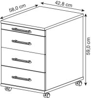 HAMMERBACHER Basic 1606 Rollcontainer lichtgrau 4...