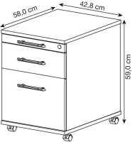 HAMMERBACHER AC20 Rollcontainer lichtgrau 3 Auszüge 42,8 x 58,0 x 59,0 cm