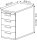 HAMMERBACHER Solid Standcontainer lichtgrau 5 Auszüge Kunststoff-Relinggriff silber 42,8 x 80,0 x 72,0 - 76,0 cm