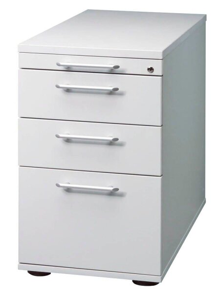 HAMMERBACHER Solid Standcontainer lichtgrau 4 Auszüge Kunststoff-Relinggriff silber 42,8 x 80,0 x 72,0 - 76,0 cm