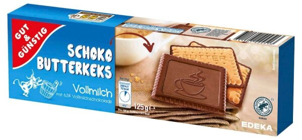 GUT&GÜNSTIG Schoko-Butterkeks Vollmilch Kekse 125,0 g, 1 St.
