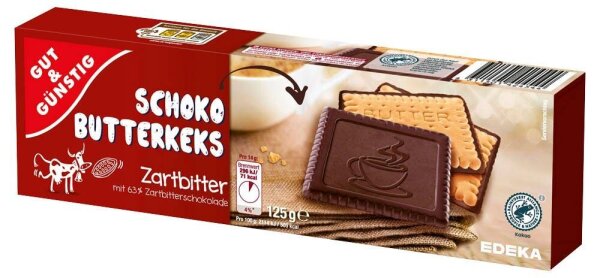 GUT&GÜNSTIG Schoko-Butterkeks Zartbitter Kekse 125,0 g, 1 St.