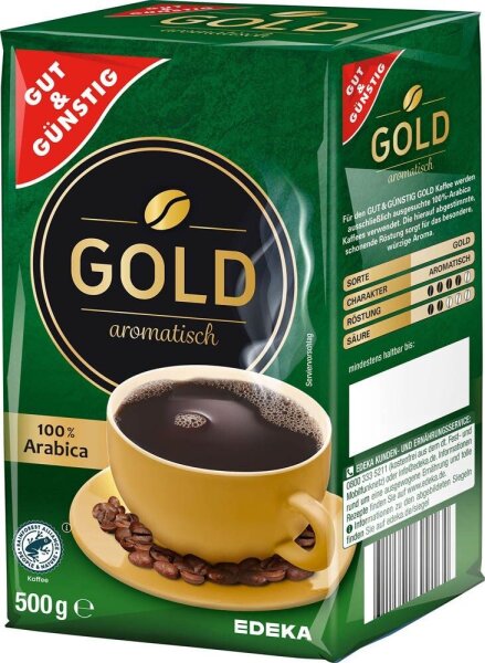 GUT&GÜNSTIG Gold Kaffee, gemahlen, Arabicabohnen 500 g