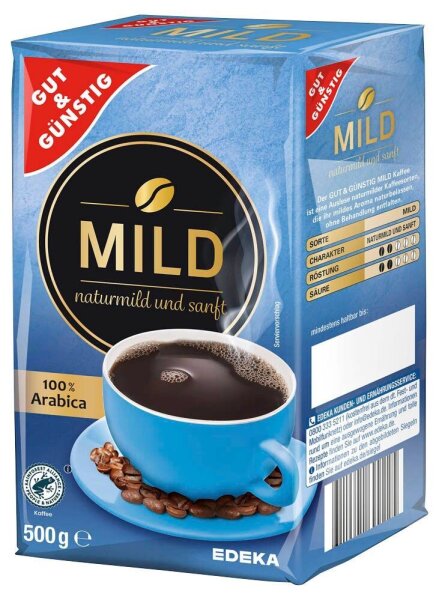 GUT&GÜNSTIG Mild Kaffee, gemahlen, Arabicabohnen mild, 500 g