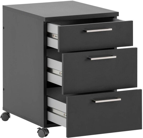 MÖBELPARTNER Rollcontainer anthrazit 3 Auszüge 41,0 x 49,6 x 60,0 cm