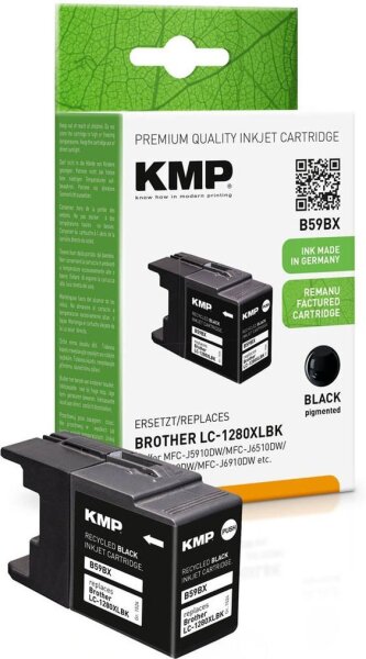 KMP B59BX schwarz Druckerpatrone kompatibel zu brother LC-1280XLBK