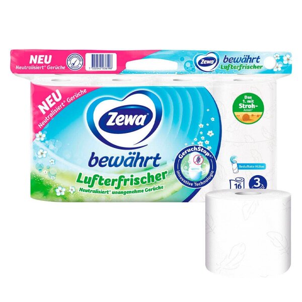 Zewa Toilettenpapier bewährt Lufterfrischer 3-lagig, 16 Rollen