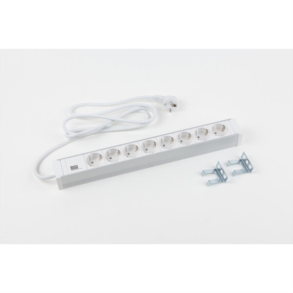 Bach 19" 1,5HE 8xSchuko ws Strom 2,0m