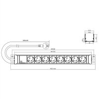 Bach 19" 1,5HE 8xSchuko ws Strom 2,0m
