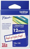 BROTHER Schriftbandkassette 12mm farblos/rot