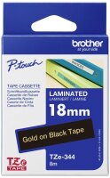 BROTHER Schriftbandcass. 18mm schwarz/gold