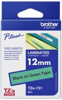 BROTHER TZe-731 Farbband grün/schwarz  8m/12mm