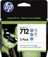 HP 712 3-Pack 29-ml Cyan DesignJet Ink Cartridge