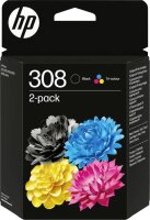 HP 308 - 2er-Pack - Schwarz, Gelb, Cyan, Magenta (6L6S6UE)