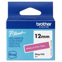 BROTHER Schriftband Brother 12mmx4m weiß/pink BTAG-P35