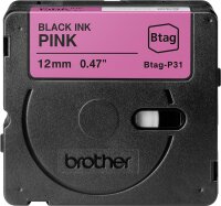 BROTHER Schriftband Brother 12mmx4m schwarz/pink BTAG-P31