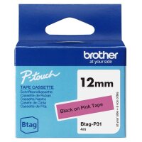 BROTHER Schriftband Brother 12mmx4m schwarz/pink BTAG-P31