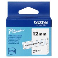 BROTHER Schriftband Brother 12mmx4m schwarz/transparent BTAG-131