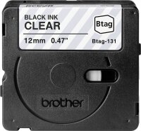 BROTHER Schriftband Brother 12mmx4m schwarz/transparent BTAG-131