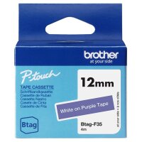 BROTHER Schriftband Brother 12mmx4m weiß/lila BTAG-F35