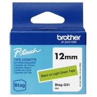 BROTHER Schriftband Brother 12mmx4m schwarz/hellgrün BTAG-G31