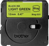BROTHER Schriftband Brother 12mmx4m schwarz/hellgrün BTAG-G31