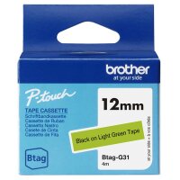 BROTHER Schriftband Brother 12mmx4m schwarz/hellgrün BTAG-G31