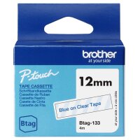 BROTHER Schriftband Brother 12mmx4m blau/transparent BTAG-133