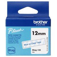 BROTHER Schriftband Brother 12mmx4m blau/transparent BTAG-133