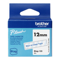 BROTHER Schriftband Brother 12mmx4m blau/transparent BTAG-133