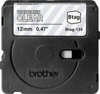 BROTHER Schriftband Brother 12mmx4m weiß/transparent BTAG-135