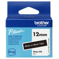 BROTHER Schriftband Brother 12mmx4m weiß/schwarz BTAG-335