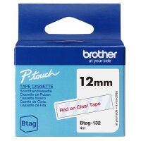 BROTHER Schriftband Brother 12mmx4m rot/transparent BTAG-132