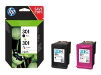 HP 301 2er Pack Schwarz, Farbe (Cyan, Magenta, Gelb)...