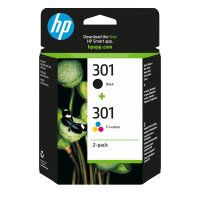 HP 301 2er Pack Schwarz, Farbe (Cyan, Magenta, Gelb) Tintenpatrone