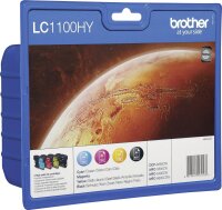BROTHER LC1100HY Value Pack 4er Pack Schwarz, Gelb, Cyan, Magenta Tintenpatrone
