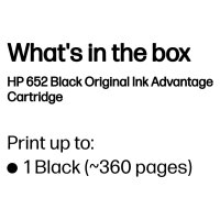 HP 652 Dye Based Black Ink Advantage Tintenpatrone