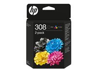 HP 308 Black/Tri-Color Original Ink Cartridge Combo 2-Pack