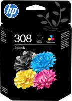 HP 308 Black/Tri-Color Original Ink Cartridge Combo 2-Pack