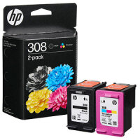 HP 308 Black/Tri-Color Original Ink Cartridge Combo 2-Pack