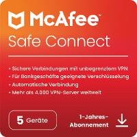 MCAFEE Safe Connect Premium - Abonnement-Lizenz (1 Jahr) - 5 Peripheriegeräte - Download - ESD - Win